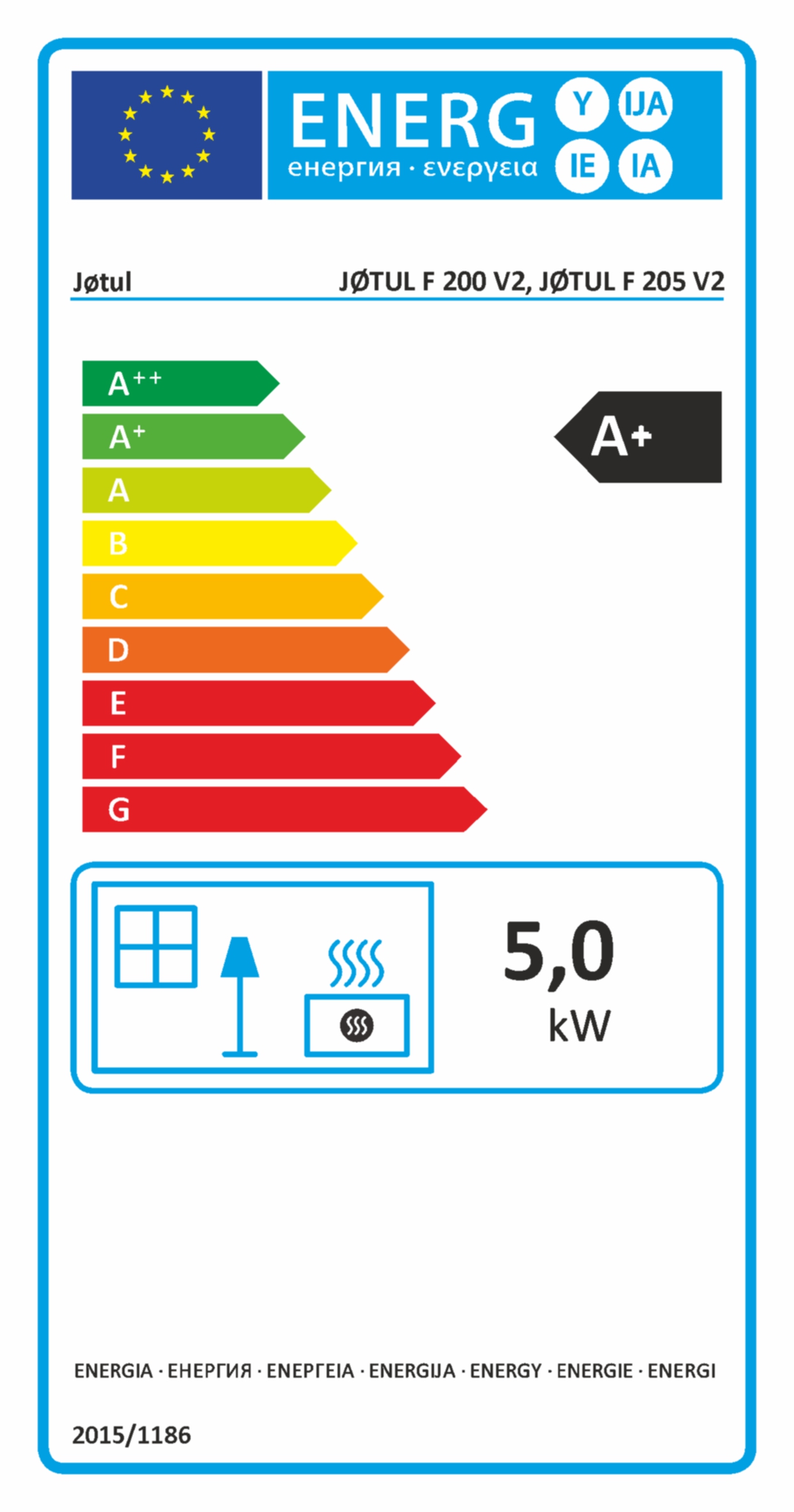 Jotul F 205 BP černý lak 30054649 - energetický štítek