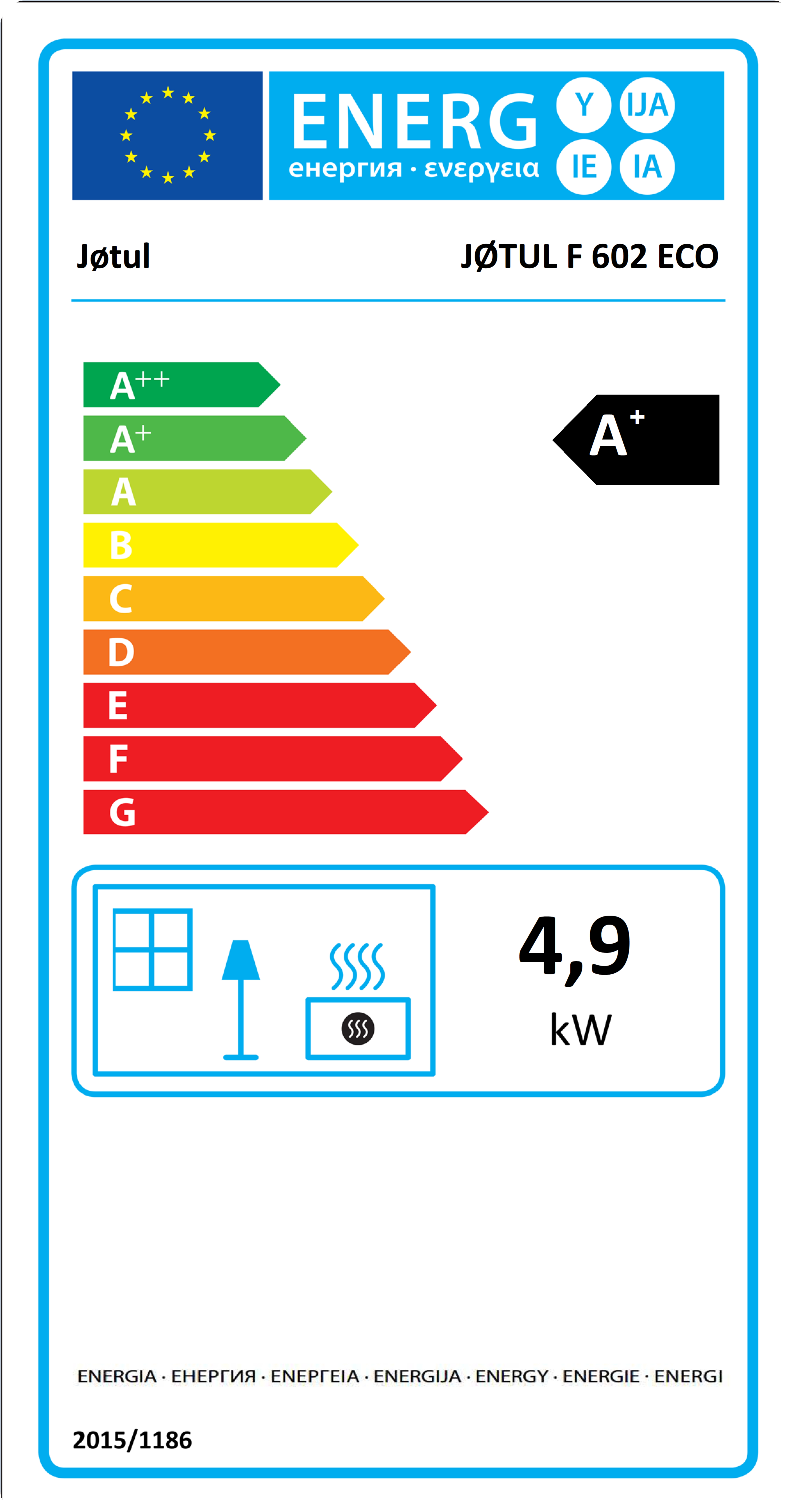 Jotul F 602 ECO BP černý lak 30054879 - energetický štítek